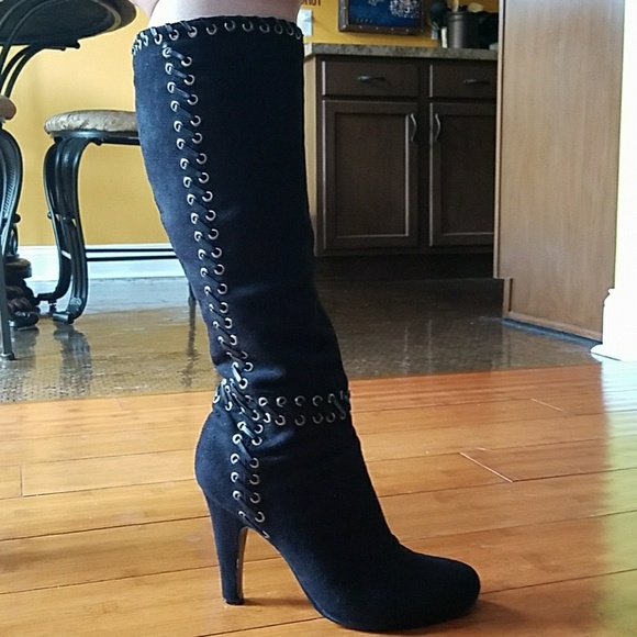 Charlotte Russe Shoes - CHARLOTTE RUSSE BLACK FAUX SUEDE KNEE HIGH BOOT