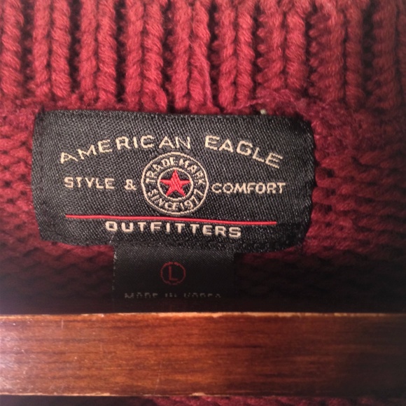 American Eagle Large Maroon V Neck Sweater Vest - Picture 3 of 6