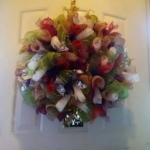 Hand made deco mesh wreath