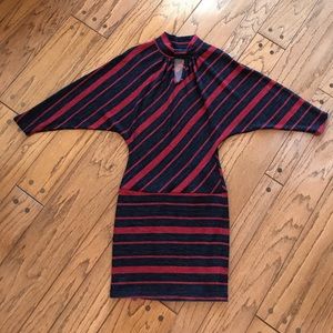 Red and navy winter dress