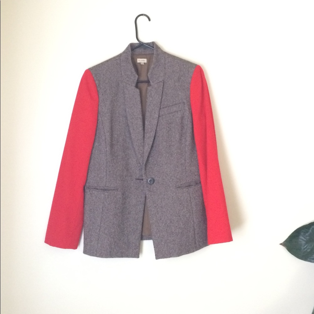 Cremieux funky tweed and red wool winter blazer