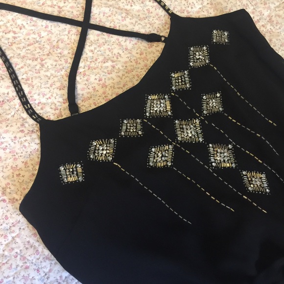 FEATURED -Beaded faux wrap tulip bottom top - Picture 3 of 8