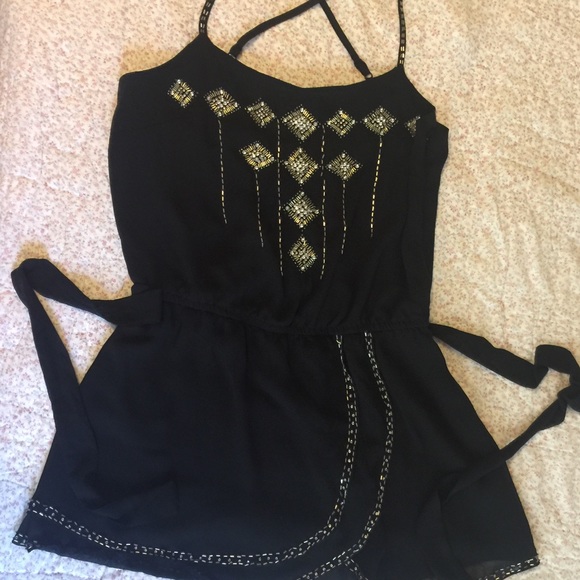 FEATURED -Beaded faux wrap tulip bottom top - Picture 8 of 8