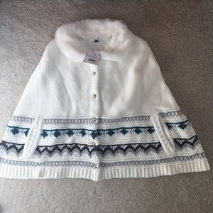NWT Janie and Jack cape with fur collar