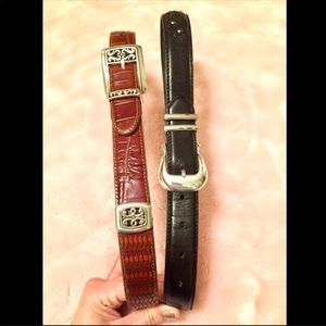2 leather high waist western style belts