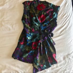 ANTHROPOLOGIE FEI Winter Floral Silk Wrap Top 12