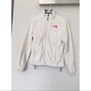 White fleece north face jacket
