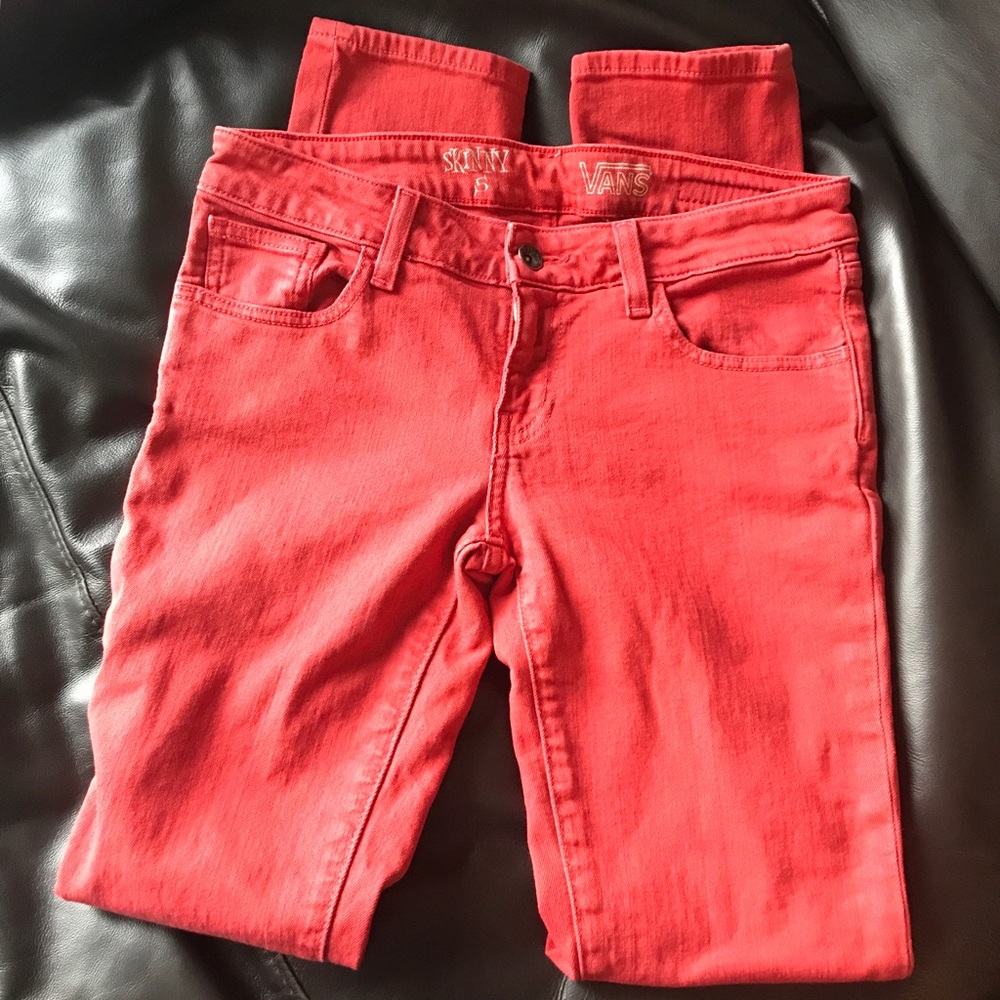 VANS // Skinny Jeans, Red, Size 5 - Picture 3 of 7