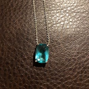 Aqua/Teal Gemstone Charm Necklace