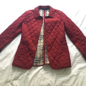 Red Burberry Quilted Jacket Size 4