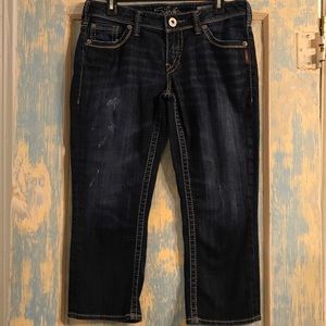 Silver Distressed Capris