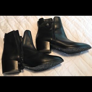 Black leather booties