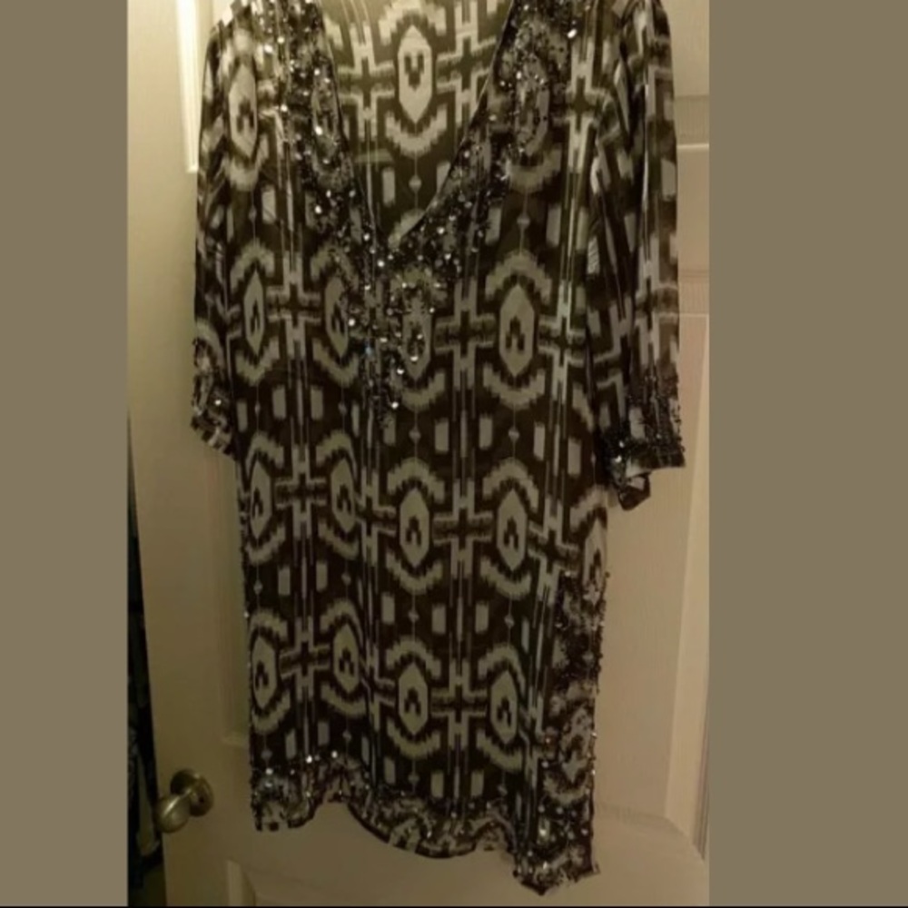 Demri Bathing Suit Cover-Up Brown/Beige Sequins