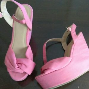 Peach Cloth Wedge Sandal