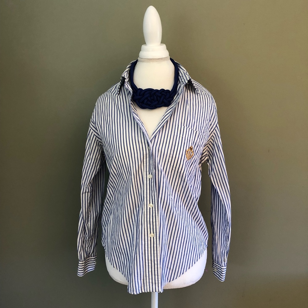 Lauren Ralph Lauren Striped Crest Button Down