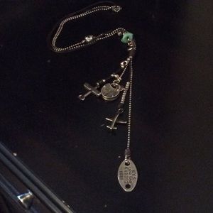 Uno De 50 Lariat Style Leather Silver Charm Neck.