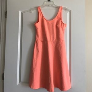 Scoopneck, fit and flare coral dress