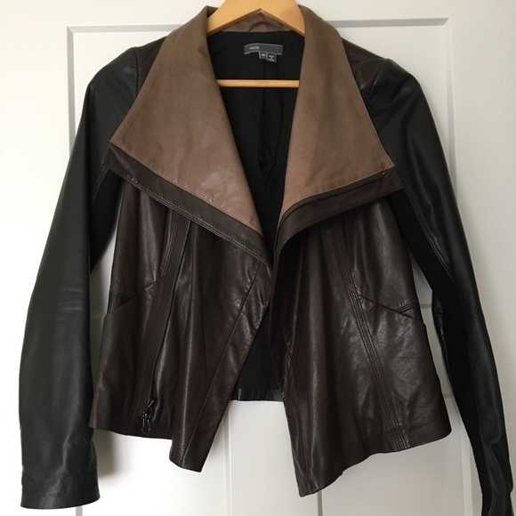 Vince Colorblock Leather Jacket - Picture 1 of 7