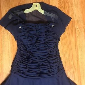 Navy chiffon mother of the Bride dress