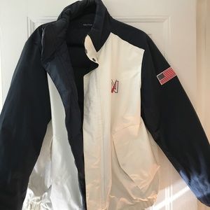 Nautical reversible jacket.