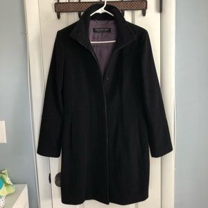 Wool and Cashmere black knee length dress coat