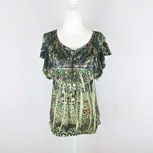 One World Sublimation Print Bat Wing Sleeves Top