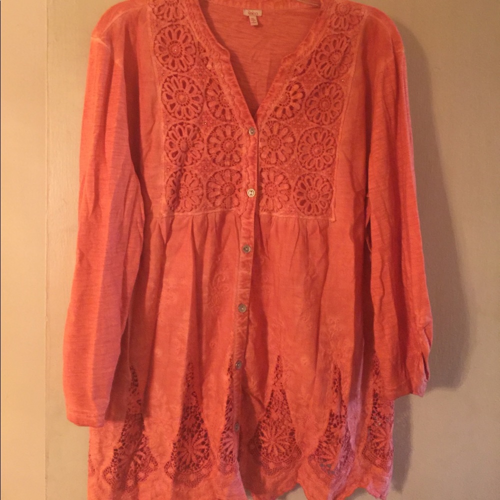 Reba Coral Lace Top