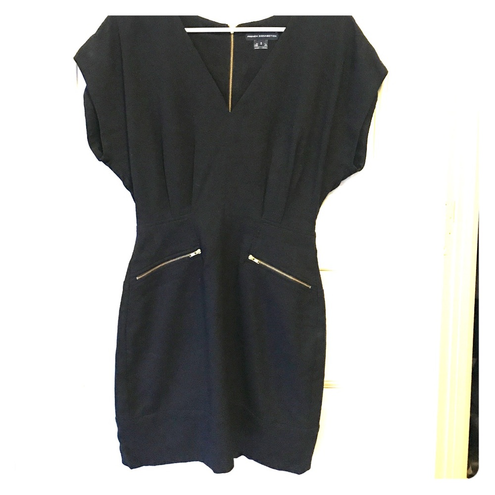 French Connection Black Dress w Zippers
