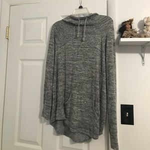 Light Gray Cowl Neck Lightweight Hoodie