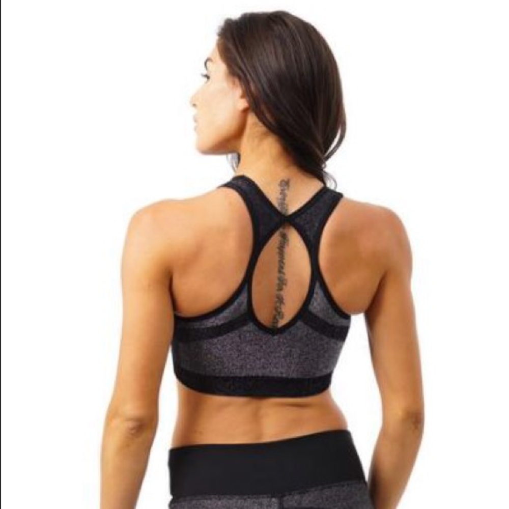 NWT Nux Lennox silver sparkle bra size small