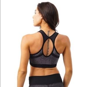 NWT Nux Lennox silver sparkle bra size small