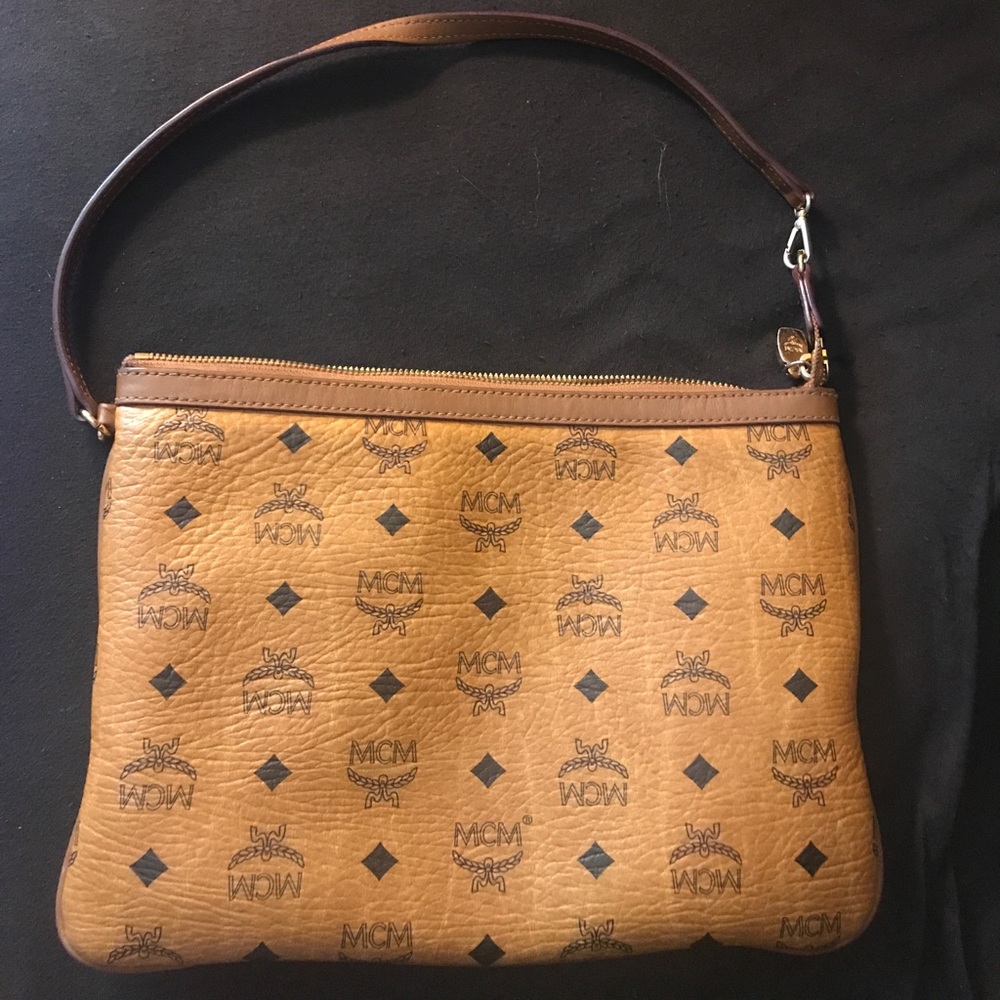 Cognac MCM Pouch/Wristlet/Purse