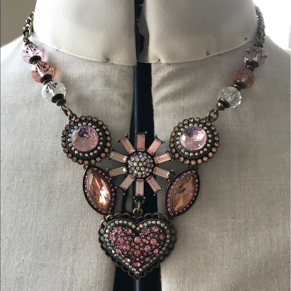 Betsey Johnson NWT Pink and Black Heart Necklace