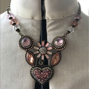 Betsey Johnson NWT Pink and Black Heart Necklace