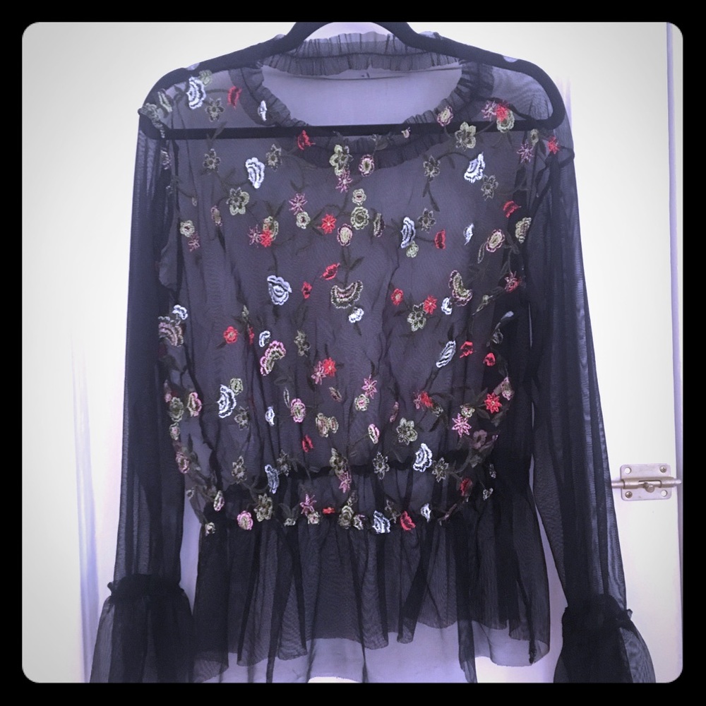 Sheer embroidered blouse!