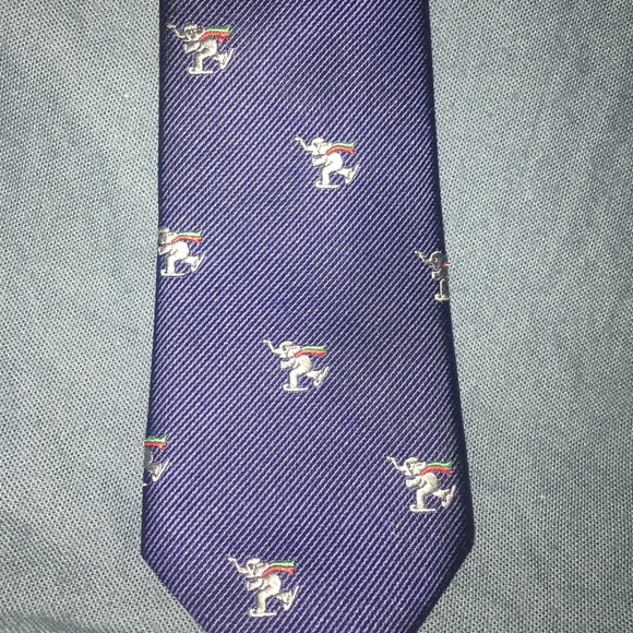 Navy blue silk skating elephant boys tie - Picture 2 of 5