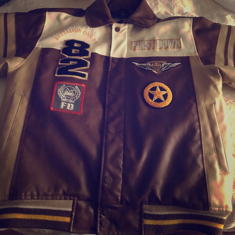 Premium Leather Bomber Jacket With Patches