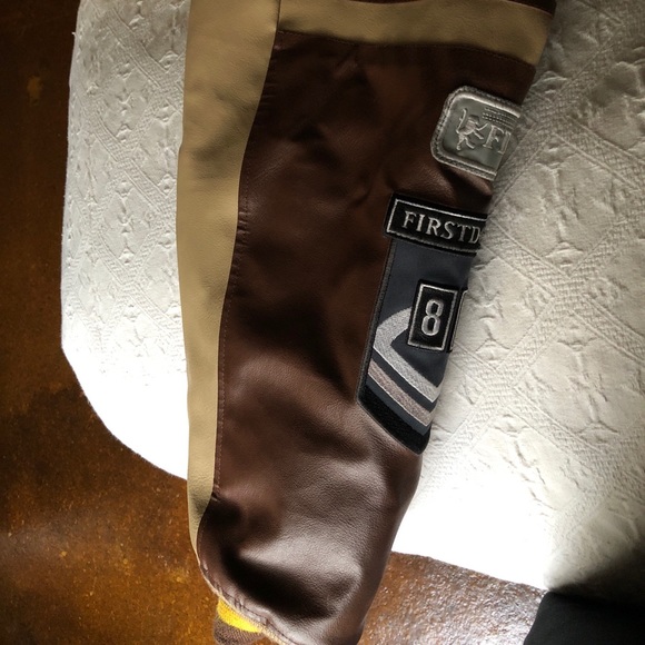 Premium Leather Bomber Jacket With Patches - Picture 2 of 5