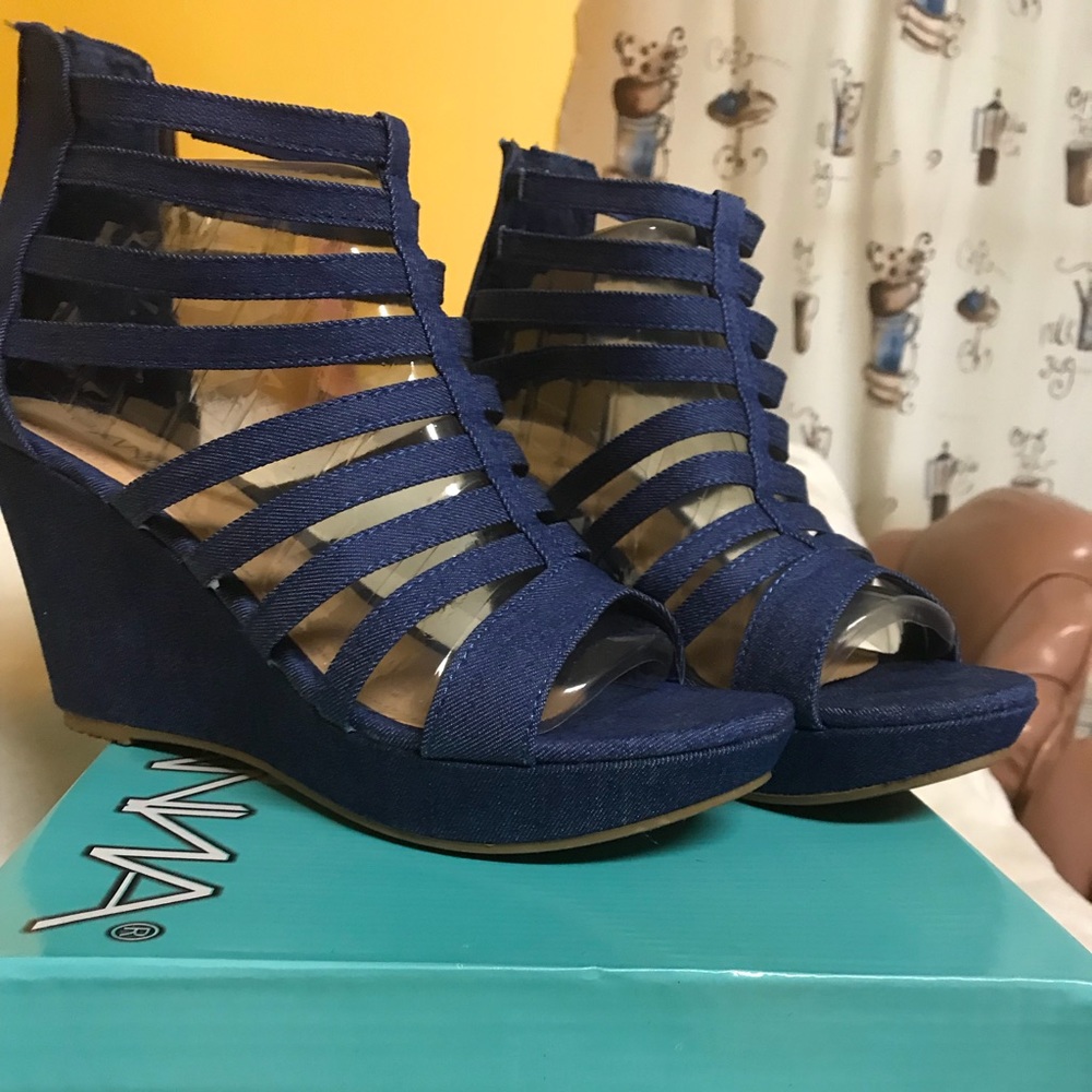 Blue jean wedges