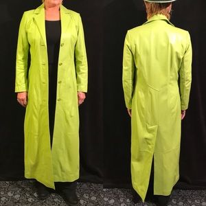 Lime Green Italian Leather Trench Coat