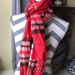 Red Plaid Cashmere Scarf