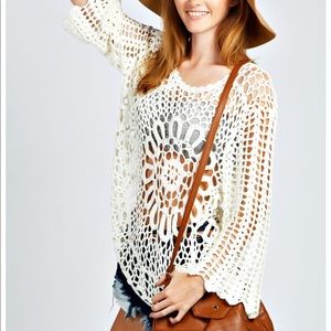 Sacha Crochet Bell Sleeve Top