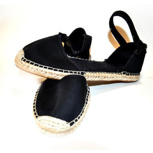 Lands' End d'Orsay Espadrille Black Canvas Flats