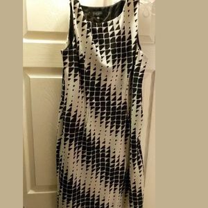 Black and white check geo print midi dress