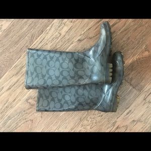 Coach black and gray rain boots