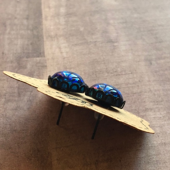 Royal Blue Glitter Bomb Stud Earrings! - Picture 6 of 8