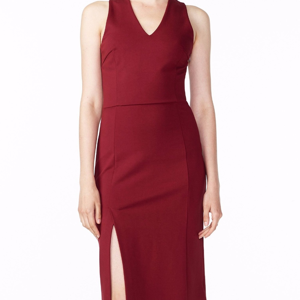 ARMANI EXCHANGE SLIT SHEATH MIDI DRESS