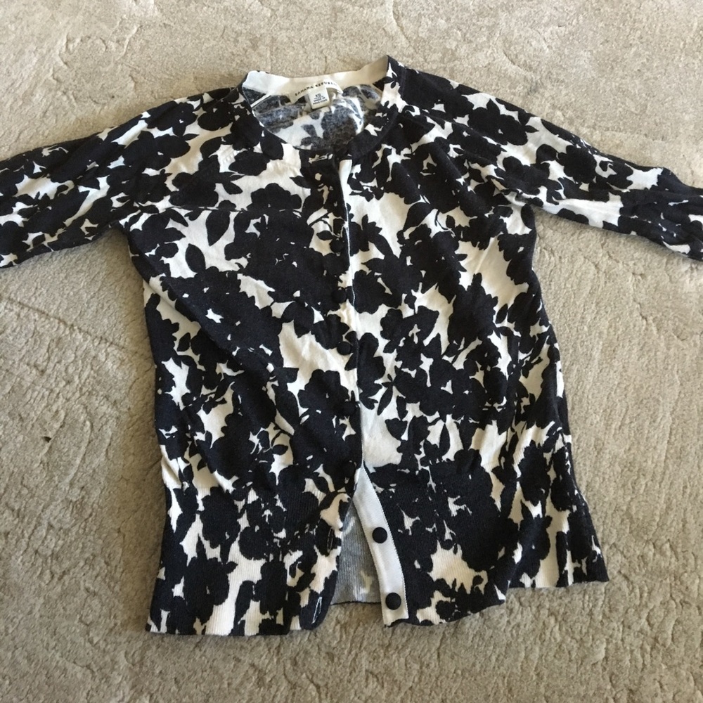 Cream and black floral sweater
