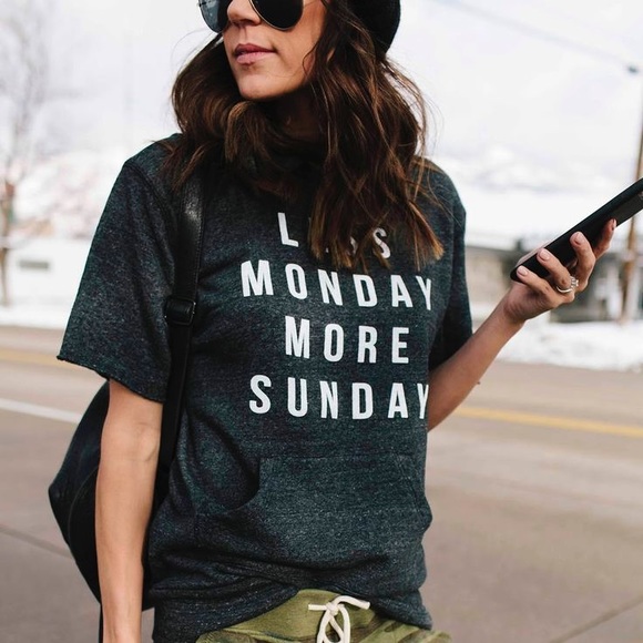 Tops - Less Monday More Sunday Short-Sleeve Hoodie