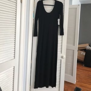 Double slits long sleeve full length dress